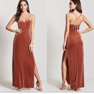 Lace up back maxi dress